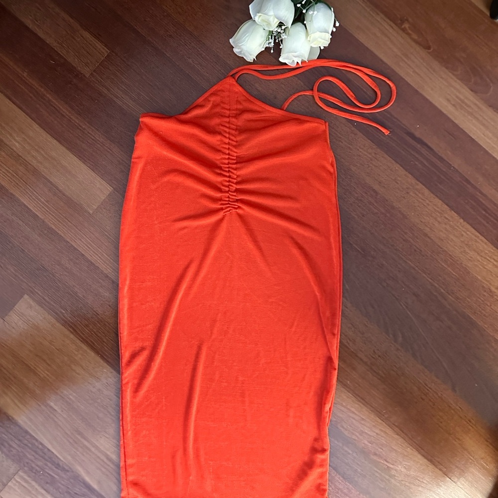 New without tags Almost Famous Vibrant Orange Backless Dress